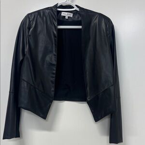 Willa Story Faux Leather Jacket, Open Front, L/S, Small, Cropped